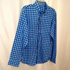 J Crew Lightweight 100% Cotton Long Sleeve Shirt Mens Size S Blue Plaid